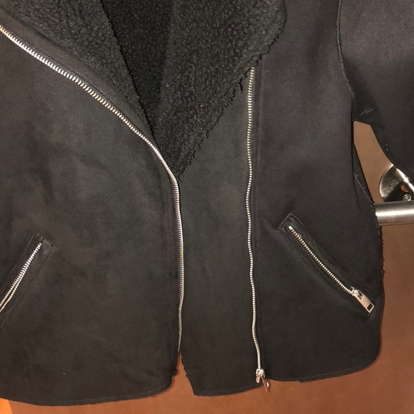 Black Faux Fur Biker Jacket - Picture 3 of 5